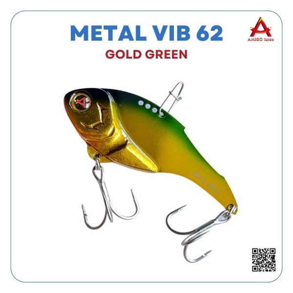 Mồi cá sắt câu lure Metal VIB 62 Gold Green