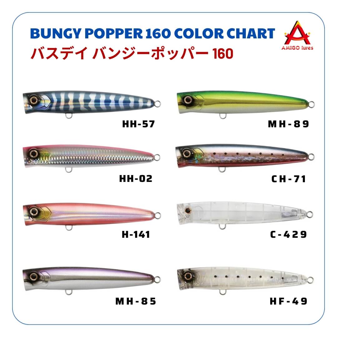 Bảng màu Mồi câu Nhật Bản Bungy Popper 160